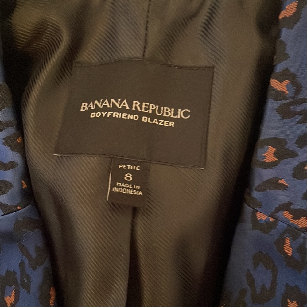 Banana Republic Blue and Black Leopard-Print Blazer - Picture 2 of 2